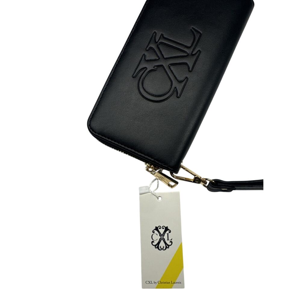 CXL by Christian Lacroix Black Faux Leather Zip Wristlet Wallet‎ New w/ Tags - Picture 10 of 12